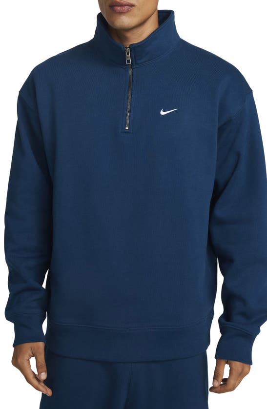 Nike Solo Swoosh Oversize Quarter Zip Sweatshirt In Blue