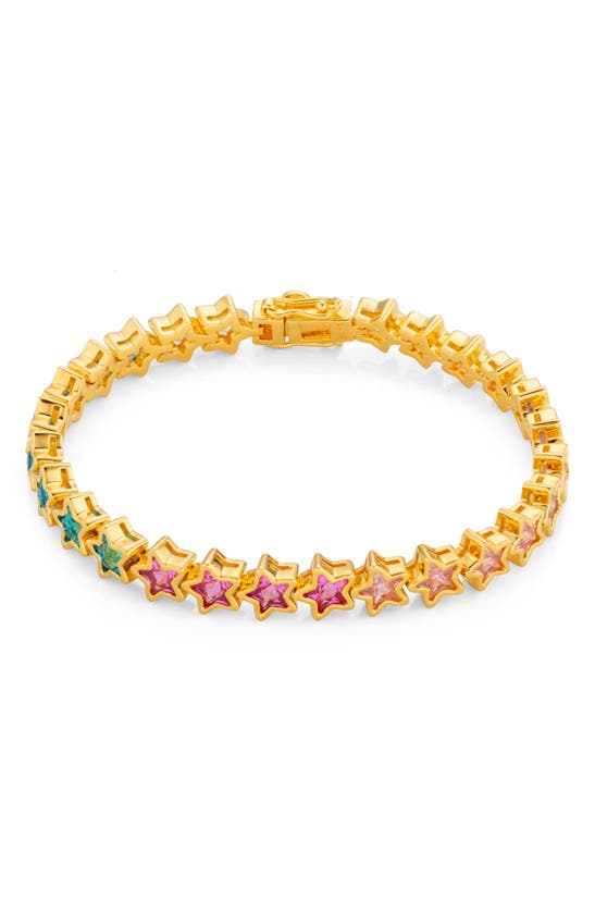 Shop July Child Aura Rainbow Cubic Zirconia Star Bracelet In Gold Plated/ Cubic Zirconia