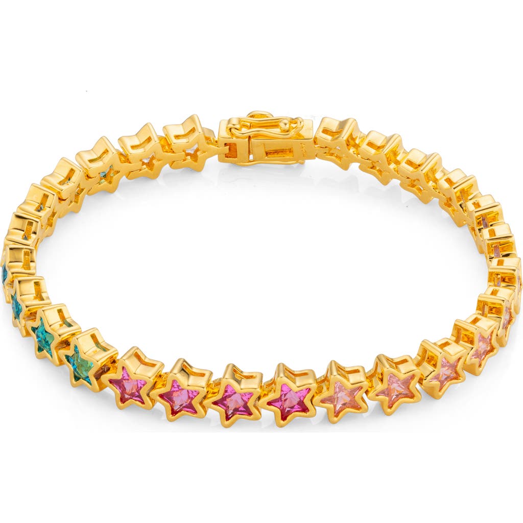 July Child Aura Rainbow Cubic Zirconia Star Bracelet In Gold Plated/cubic Zirconia