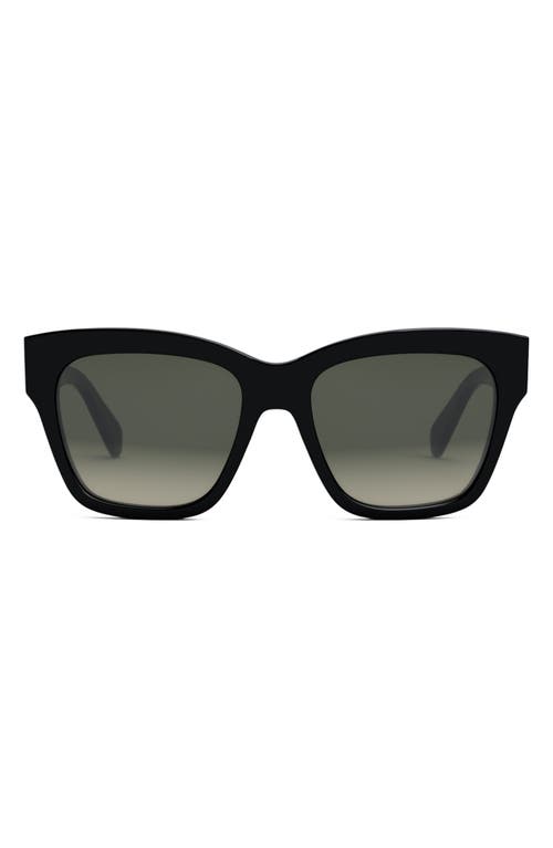 CELINE Triomphe 55mm Round Sunglasses in Shiny Black /Gradient Brown at Nordstrom