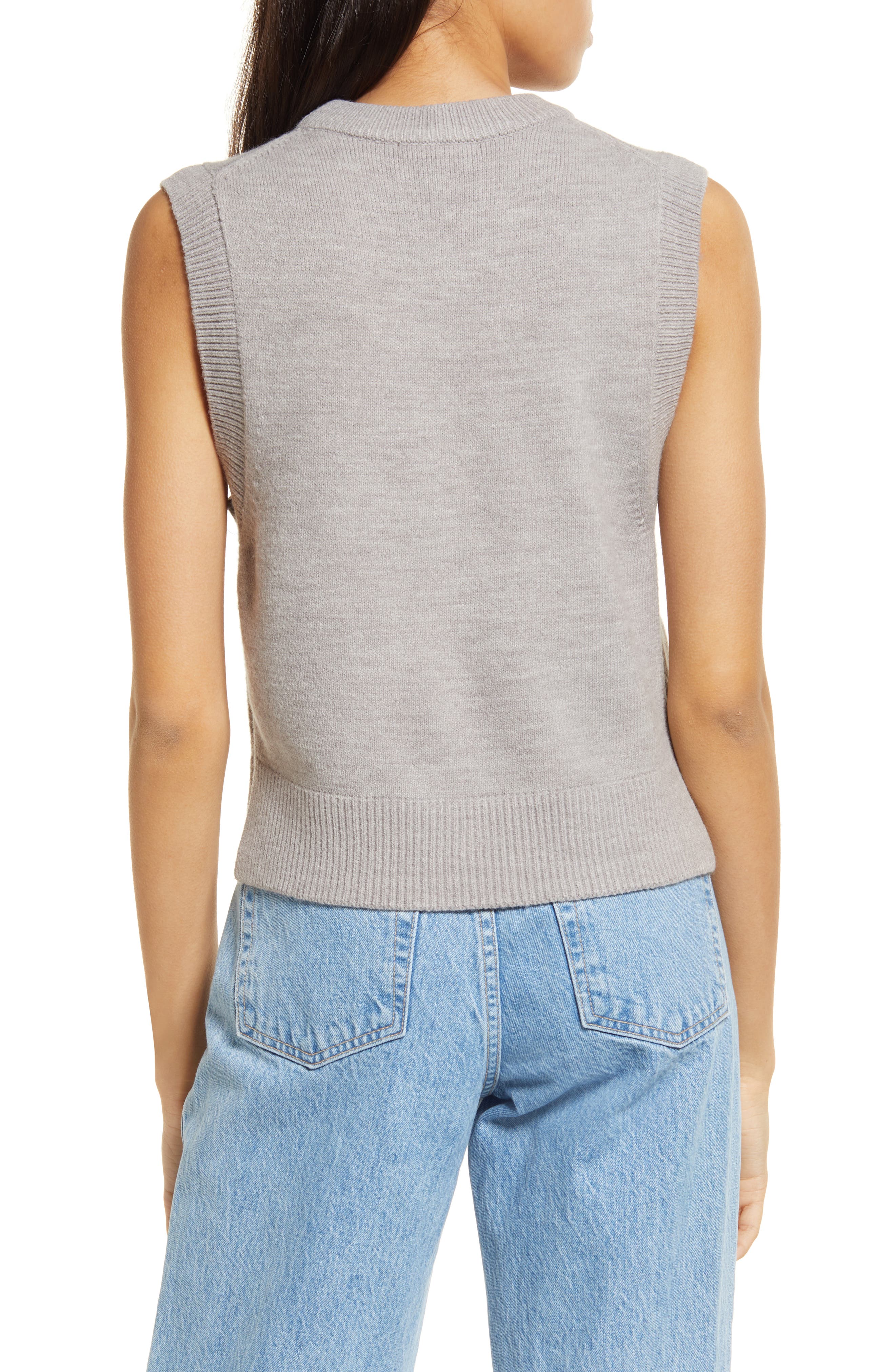 French Connection Millia Ribbed Sweater Vest in Dove Grey at Nordstrom, Size Small