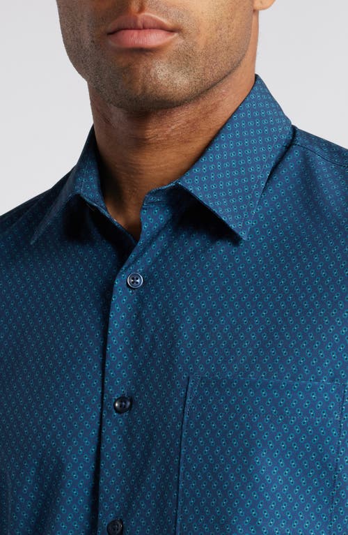 Nordstrom Trim Fit Double Dot Stretch Button-up Shirt In Navy- Teal Odie Dot
