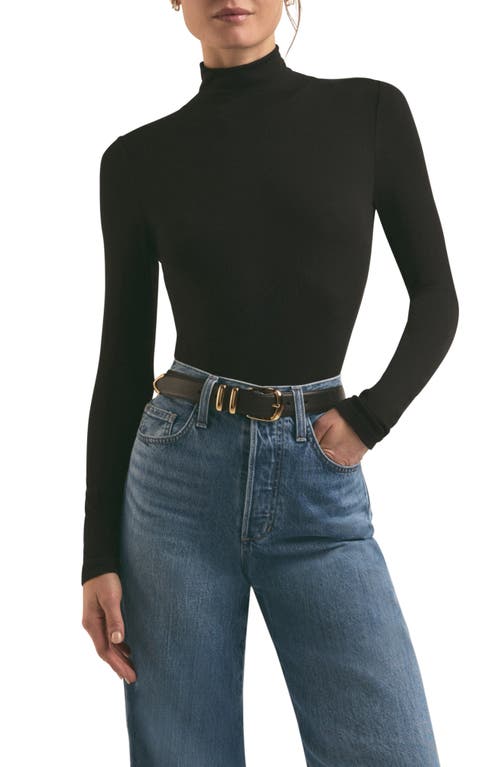 Favorite Daughter Long Sleeve Mock Neck Rib Top In Black