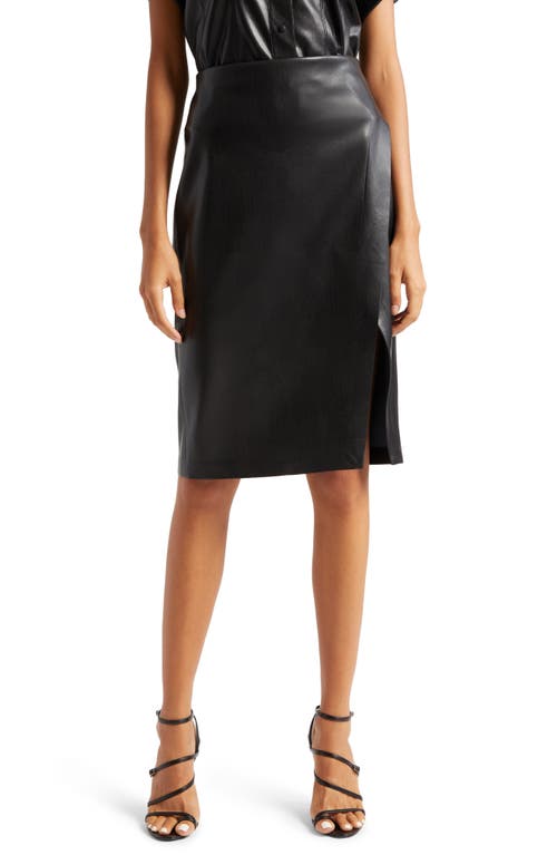 Alice + Olivia Siobhan Faux Leather Skirt in Black