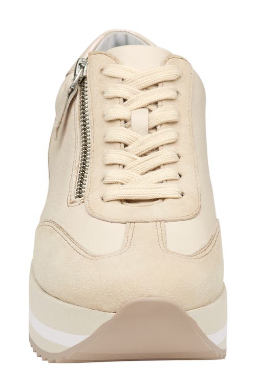 Johnston & Murphy Gracie Side Zip Sneaker In Bone Calfskin/kid Suede
