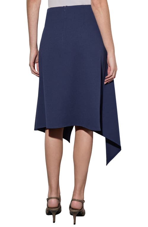 Ming Wang Deco Crepe Asymmetric Skirt In Regatta