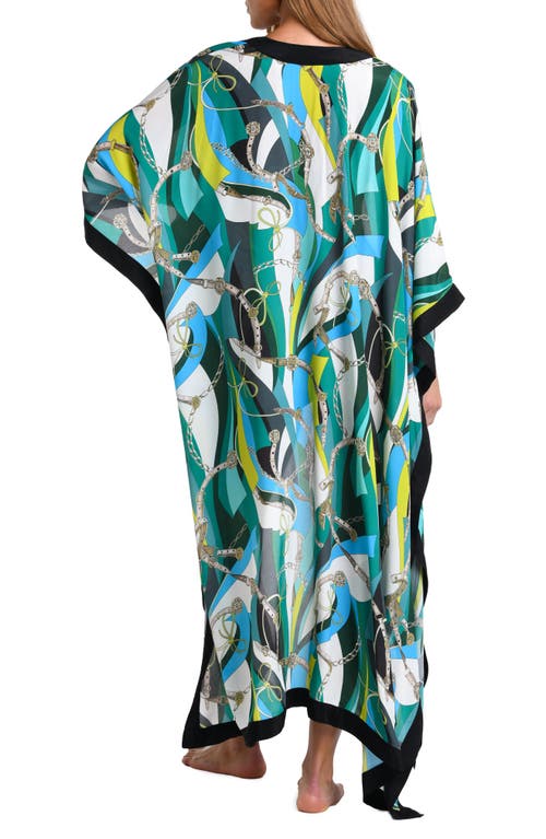 L Agence L'agence Kara Long Sleeve Cover-up In Blue/ Green