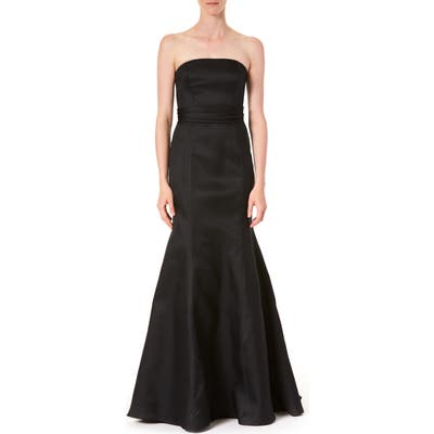 Carolina Herrera Strapless Silk Trumpet Gown, Black