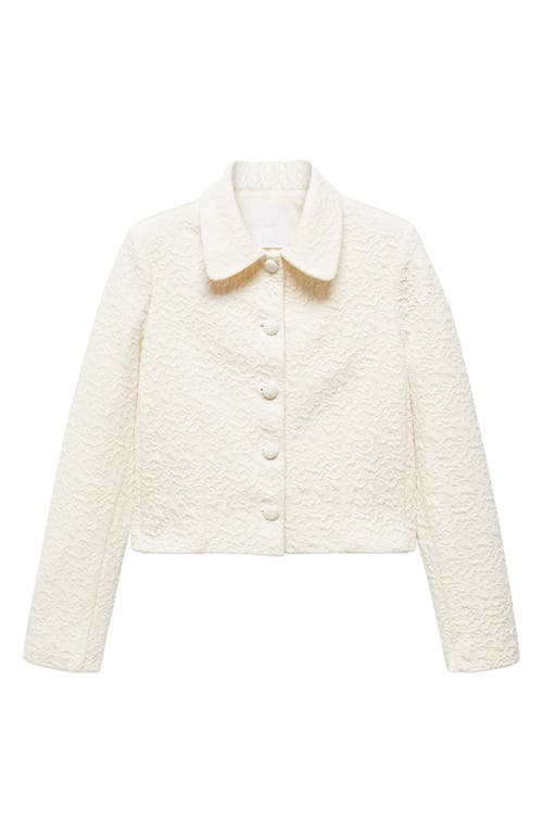 Shop Mango Nice Textured Jacket In Ecru