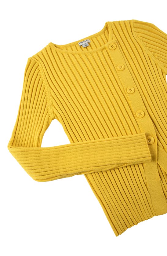 Shop Habitual Kids Kids' Asymmetric Long Sleeve Rib Top In Yellow