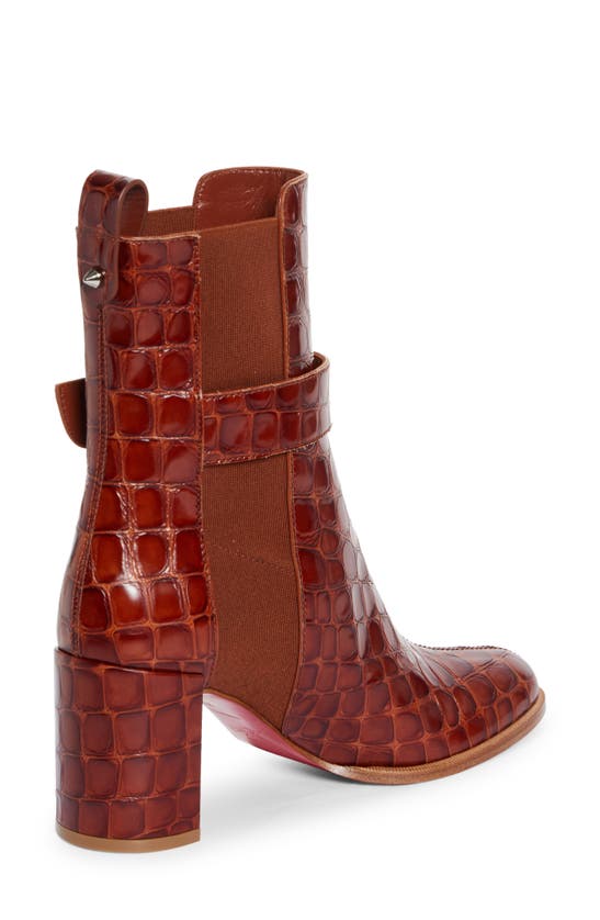 Shop Christian Louboutin Croc Embossed Chelsea Boot In Acajou