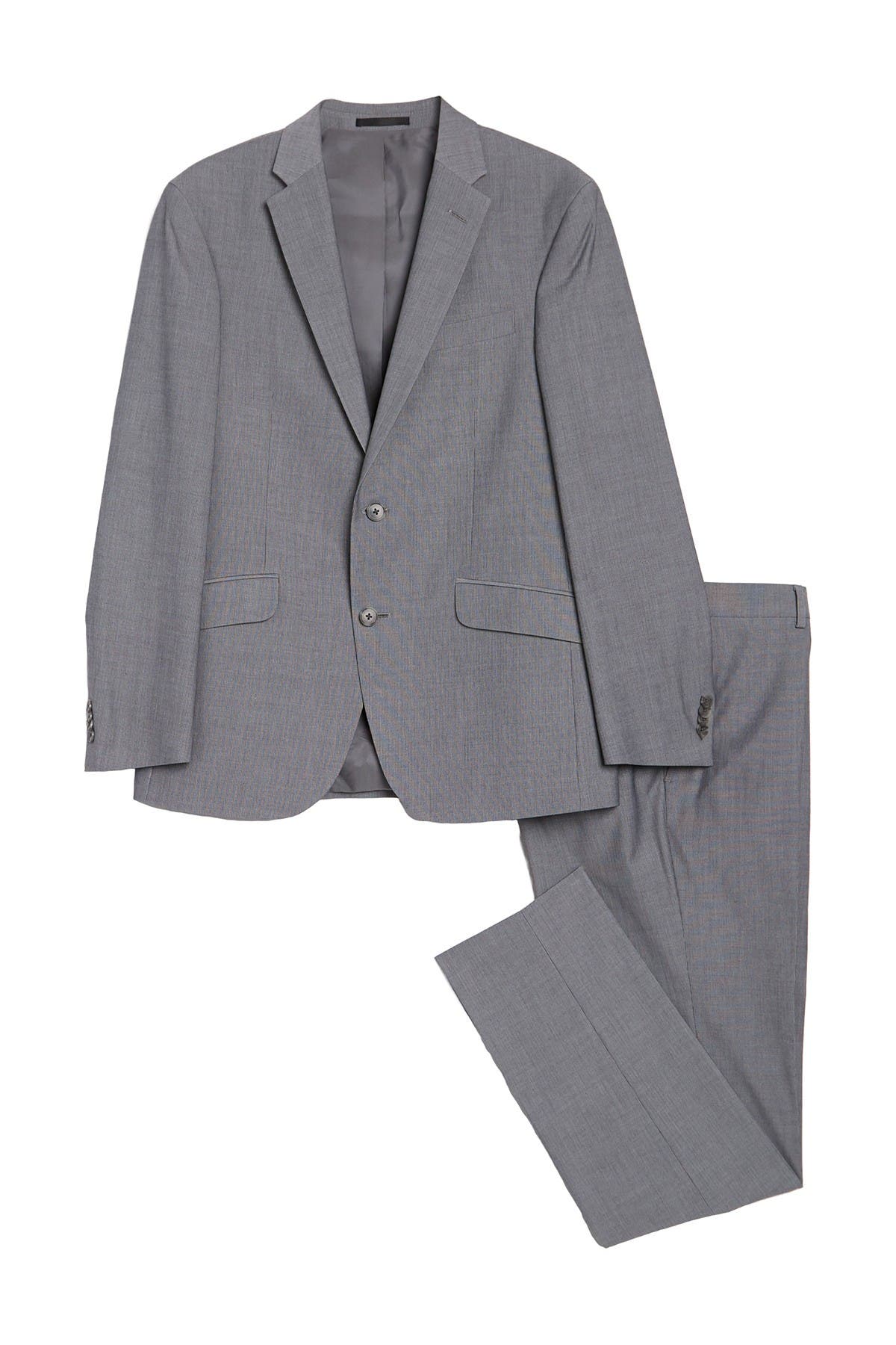 Kenneth Cole Reaction Grey Check Two Button Notch Lapel Slim Fit Suit In Medium Grey1