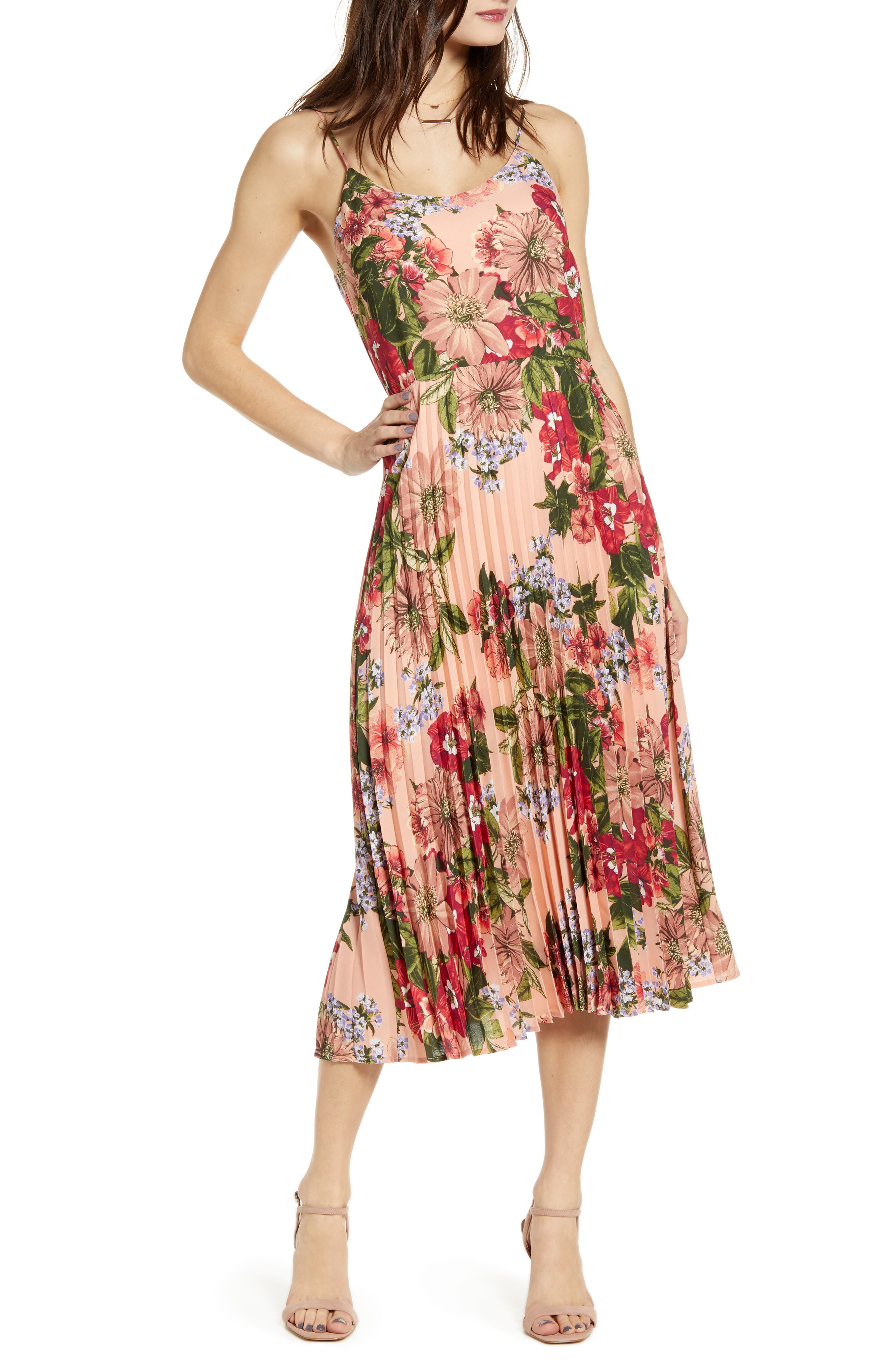 Leith Floral Print Midi Dress | Nordstrom