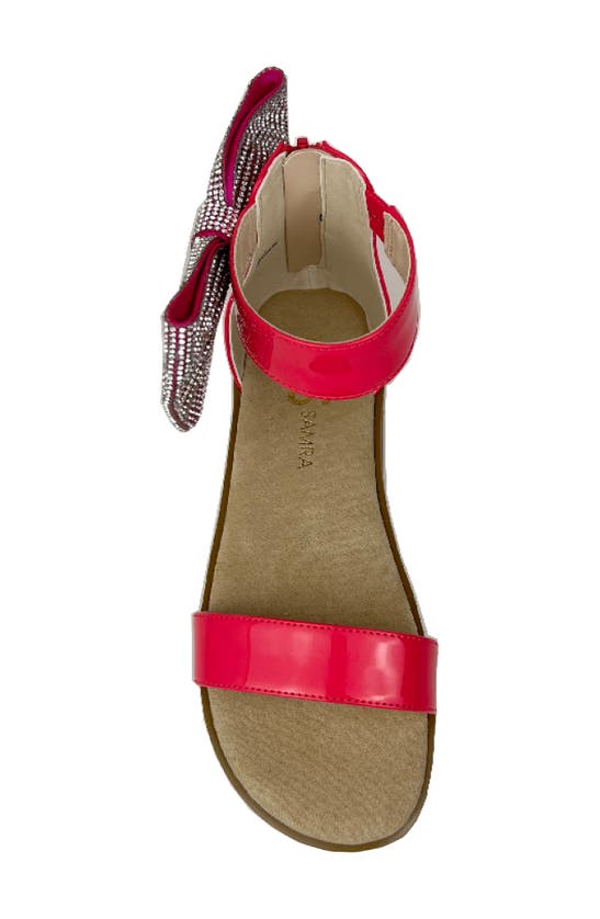 Shop Yosi Samra Kids' Miss Cambelle Bow Ankle Strap Sandal In Hot Pink Patent