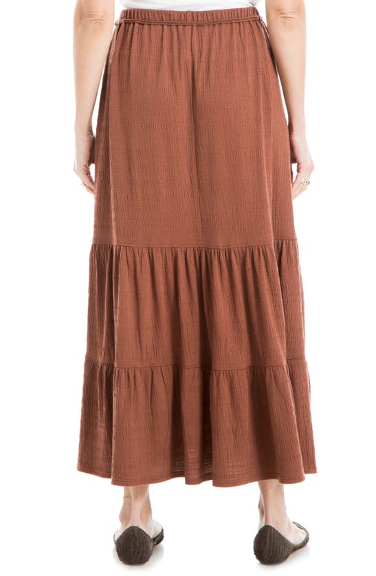 Shop Max Studio Textured Knit Tiered Maxi Skirt In Brown