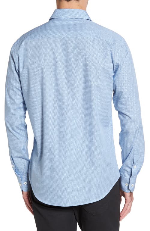 Shop Bugatchi Shaped Fit Print Sport Shirt In Air Blue