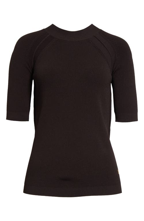 Shop St John St. John Collection Fine Gauge Engineered Rib Short Sleeve Sweater In Mocha