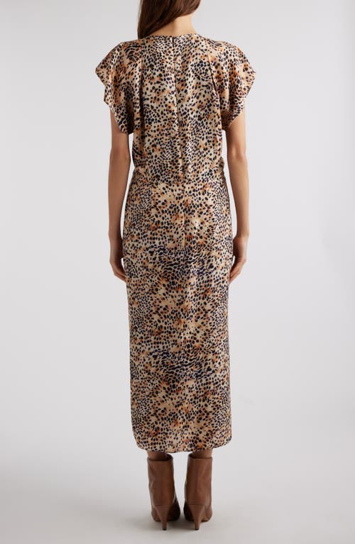 Shop Isabel Marant Lyndsay Print Center Ruched Dress In Natural