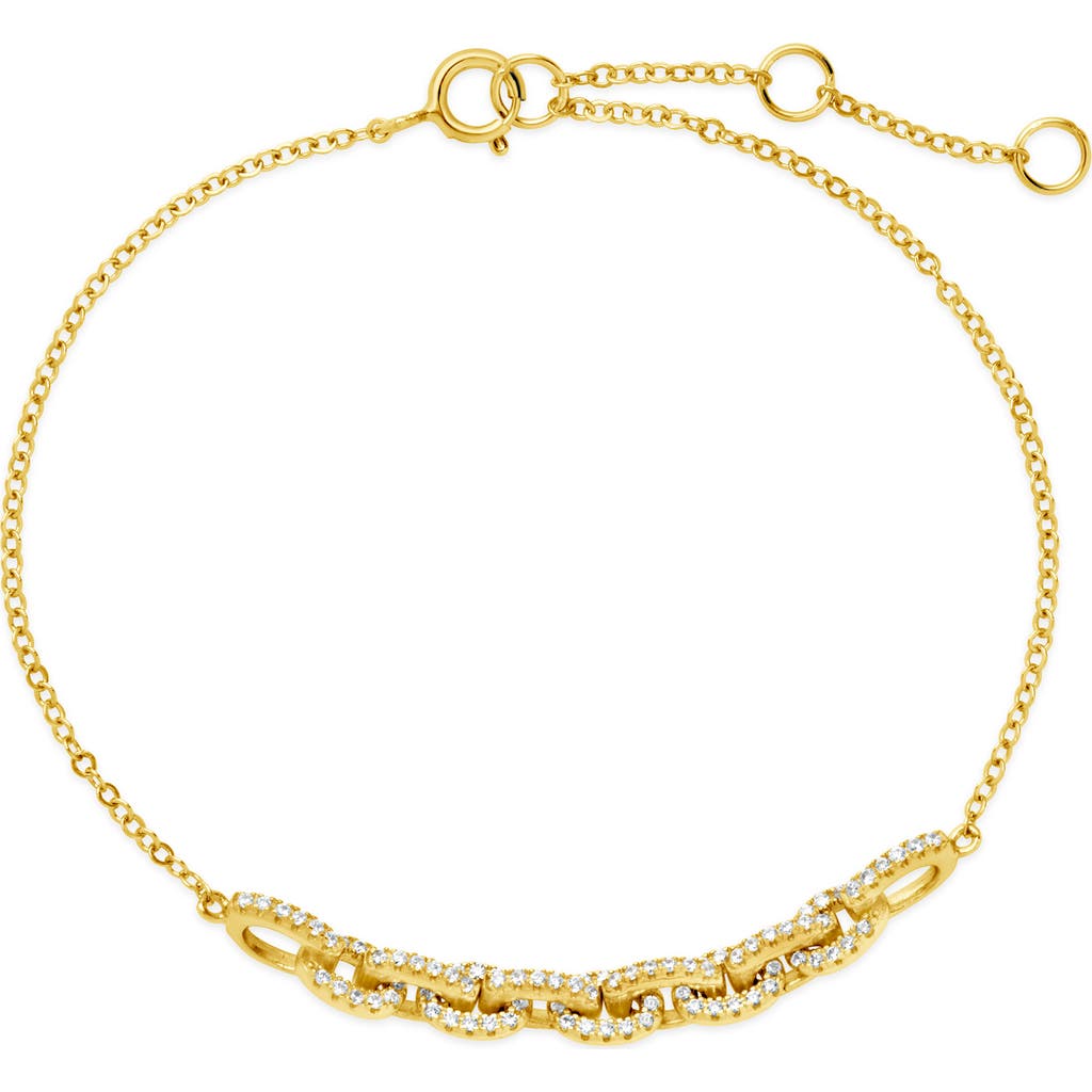Sterling Forever Harley Cz Interlocking Chain Bracelet In Gold