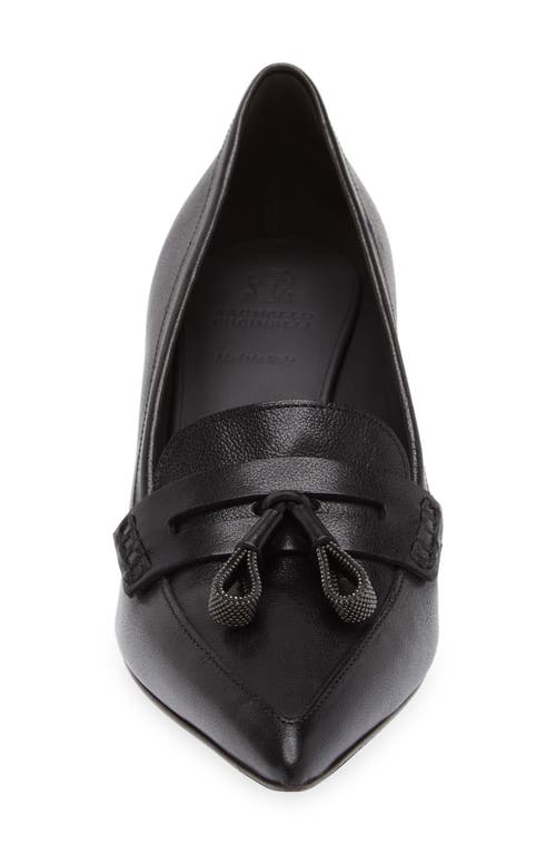 Brunello Cucinelli Monili Tassel Kitten Heel Pump In C101 Nero