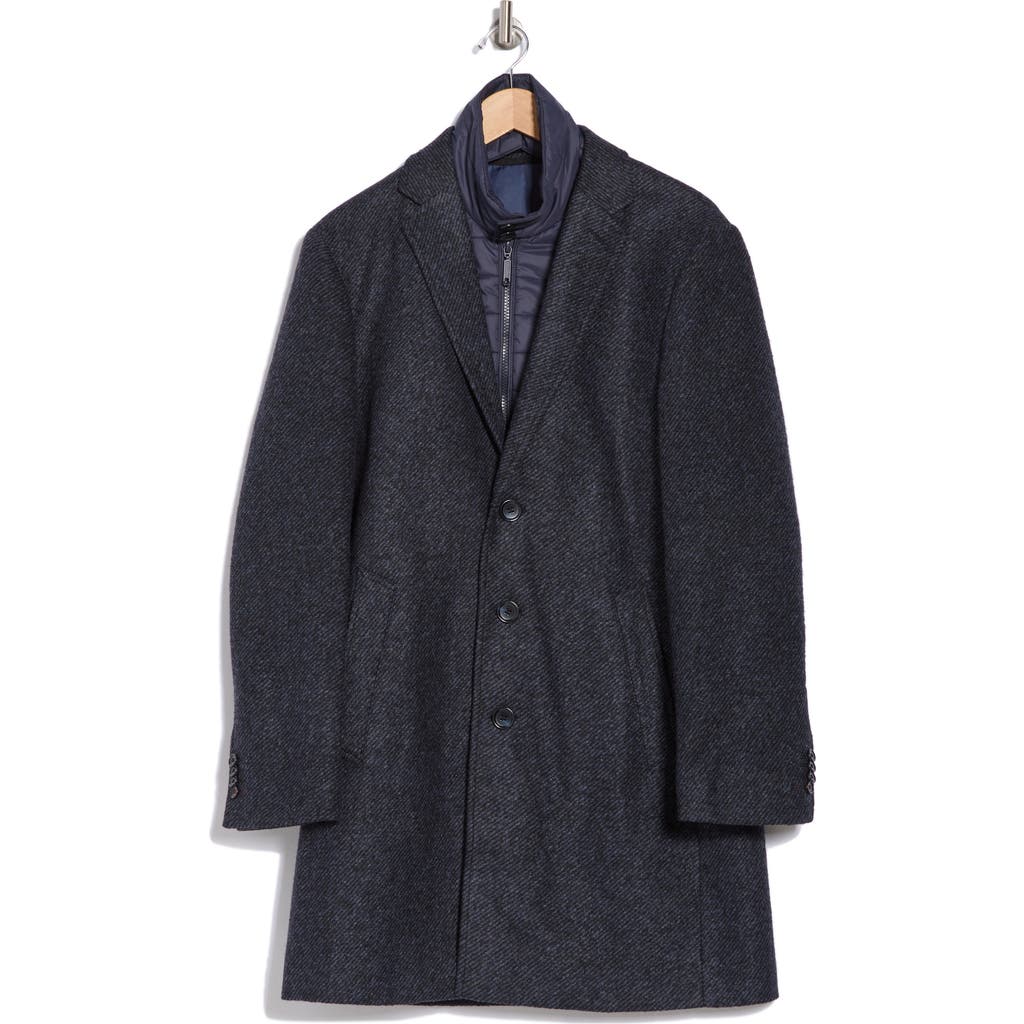 ENGLISH LAUNDRY ENGLISH LAUNDRY WOOL BLEND COAT WITH QUILTED BIB
