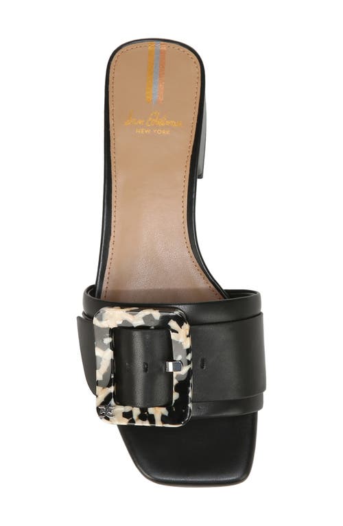 Sam Edelman Women's Deacon Square Toe Buckle Block Heel Slide Sandals In Black