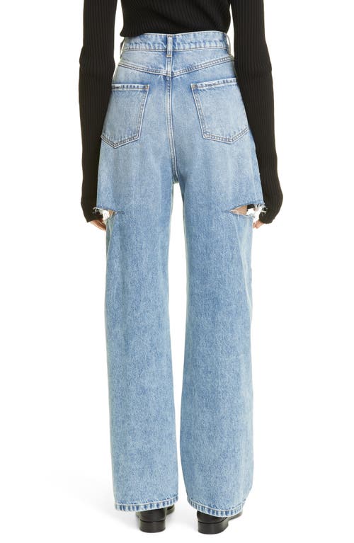 Maison Margiela Womens Blue Icons Cut-out Straight-leg High-rise Jeans In Denim