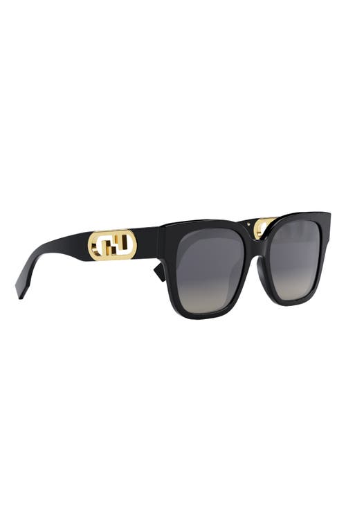 Shop Fendi ' O'lock 55mm Geometric Sunglasses In Shiny Black/smoke Polarized