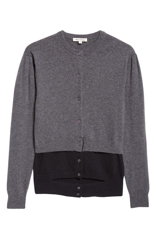 Shop Meryll Rogge Puff Shoulder Double Wool Cardigan In Grey/black