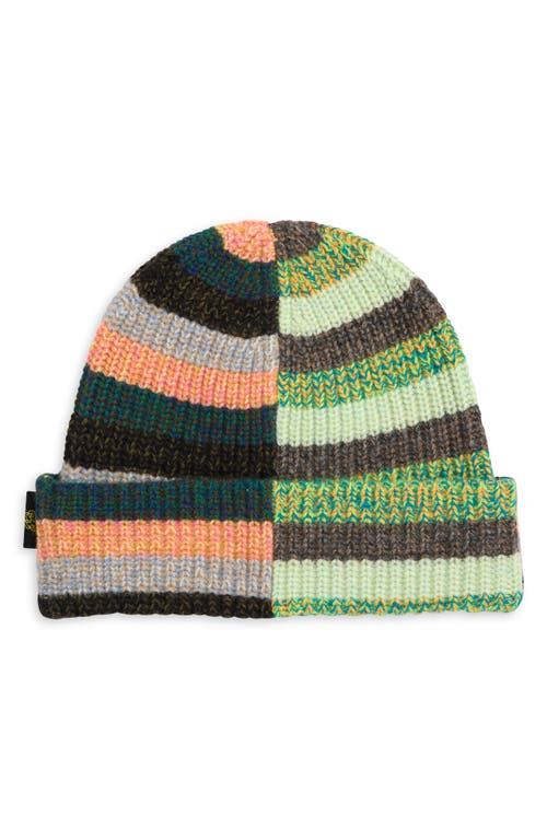 Waste Yarn Project Kaja Stripe One Of A Kind Beanie In Green Multi
