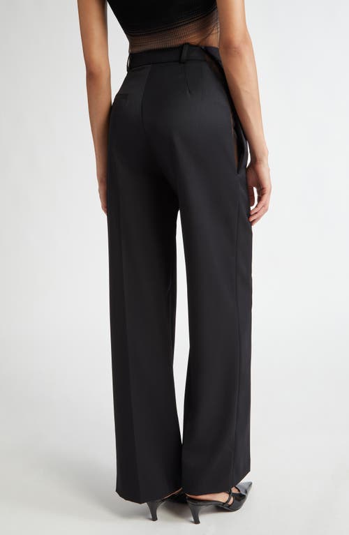 Shop Grace Ling Peek Open Thigh Wool Gabardine Pants In Black