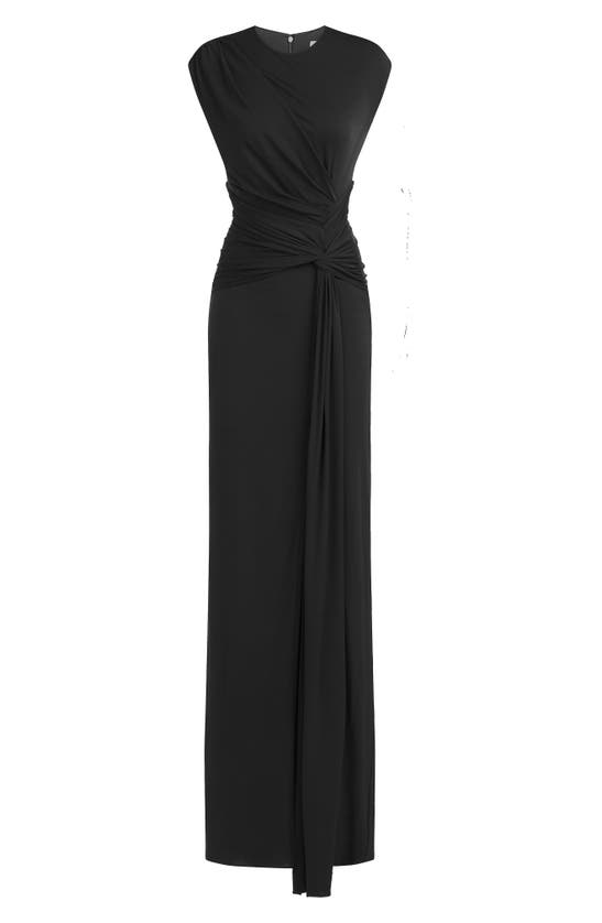 Shop Halston Giovanna Matte Jersey Gown In Black