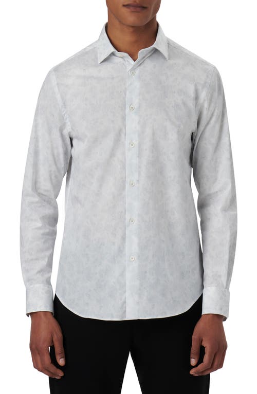 Bugatchi Axel Floral Stretch Button-Up Shirt White at Nordstrom,