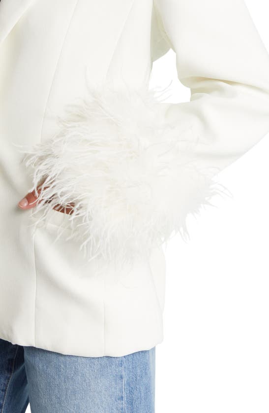 HOUSE OF CB HOUSE OF CB IMAN FEATHER TRIM OVERSIZE CREPE BLAZER