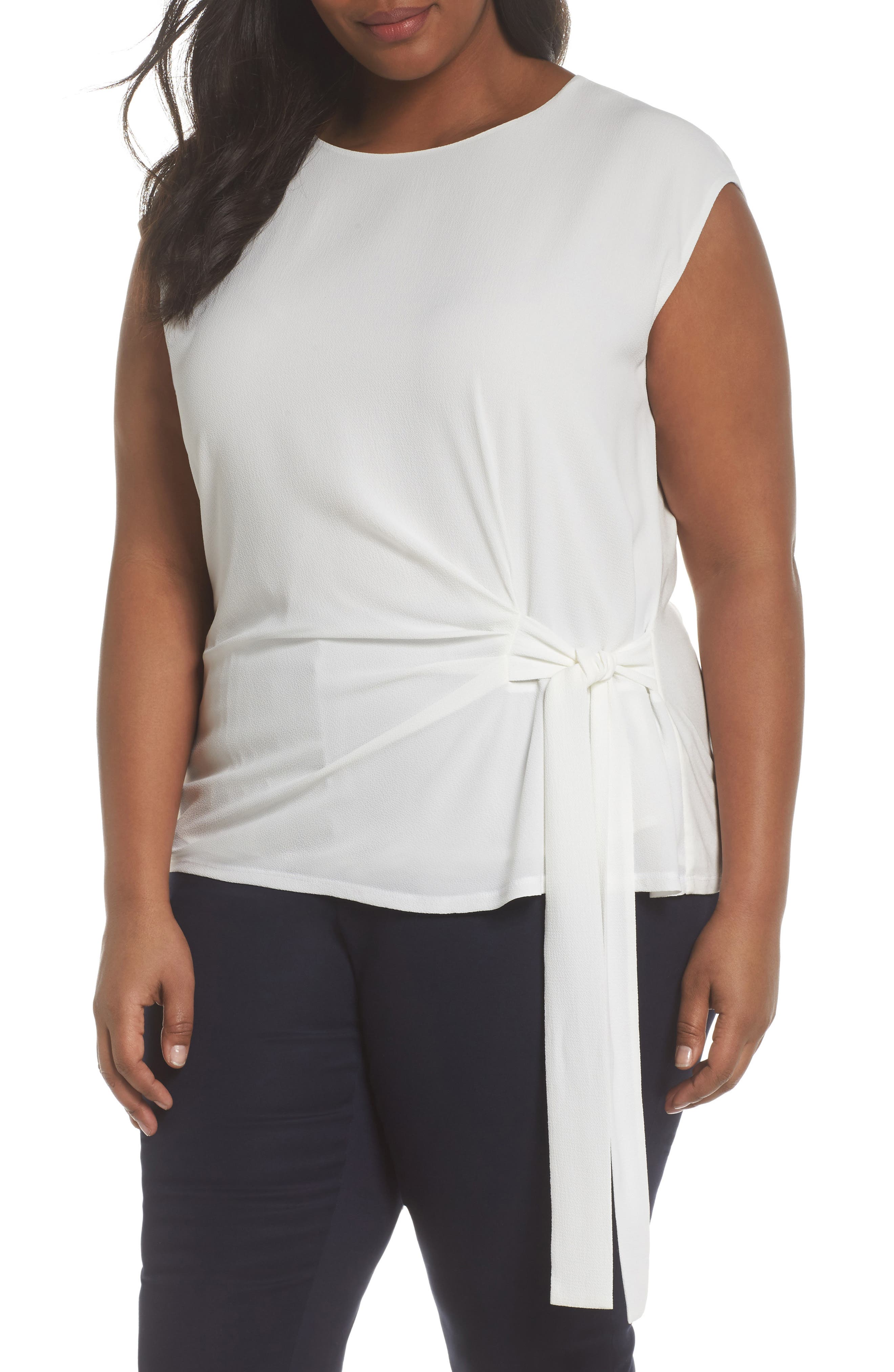 Vince Camuto | Side Tie Mixed Media Top 