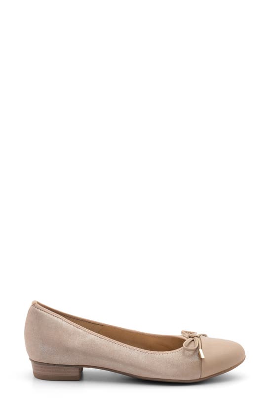 Ara Belinda Ballet Flat In Sand Glitter Metallic Calf Toe 