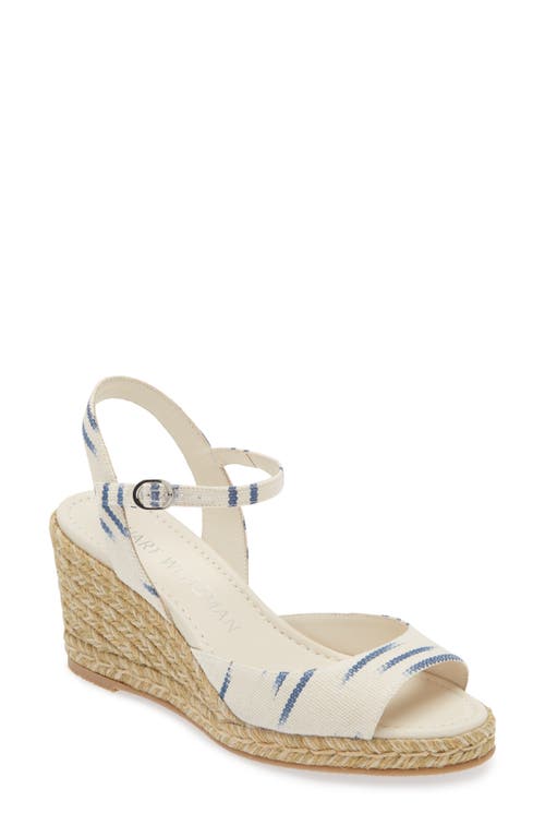 Stuart Weitzman Tia Espadrille Wedge Sandal In Natural/indigo