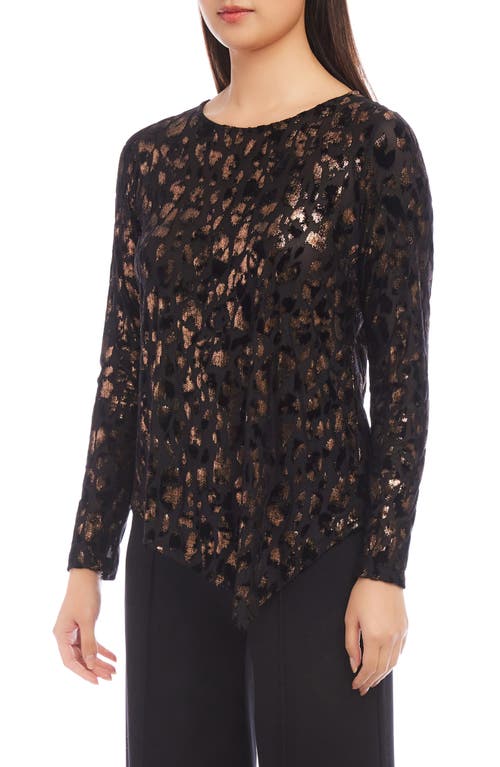 Shop Karen Kane Metallic Leopard Burnout Long Sleeve Top In Copper