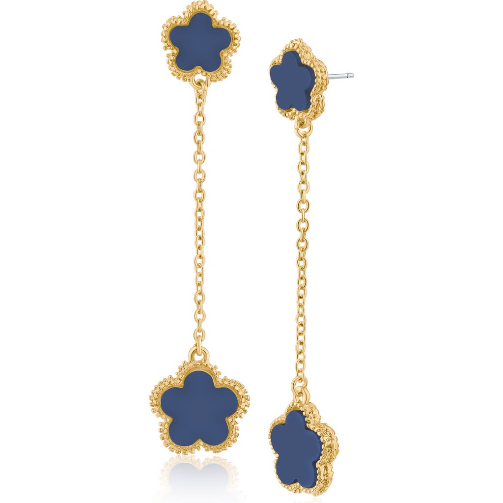 Jardin Resin Clover Drop Earrings In Navy/gold
