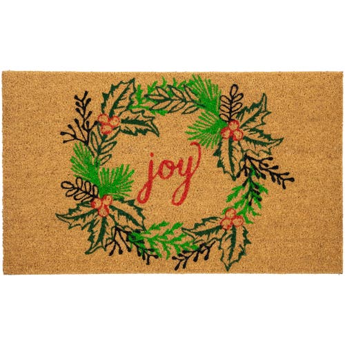 Northlight Coir Joy Wreath Indoor Rectangular Doormat In Brown