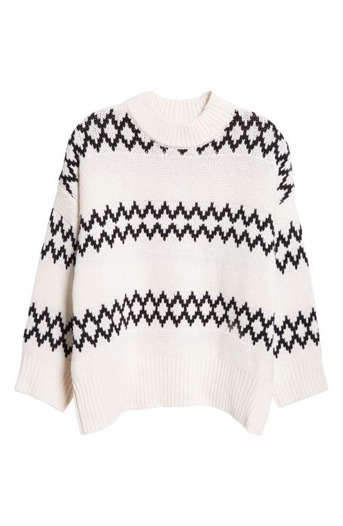 Shop Reiss Ivy Wool Blend Fair Isle Sweater In Cream/black