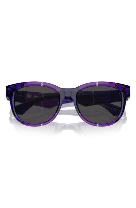 Shop Burberry 54mm Round Sunglasses In Grape Plaid