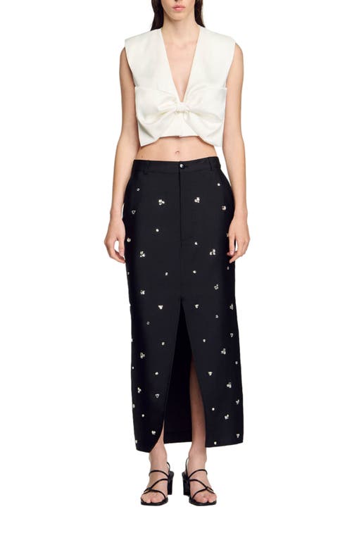 Shop Sandro Satin-effect Crop Top In White