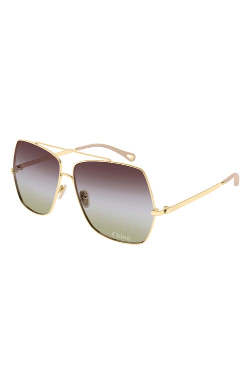 Shop Chloé 62mm Gradient Square Sunglasses In Gold 2