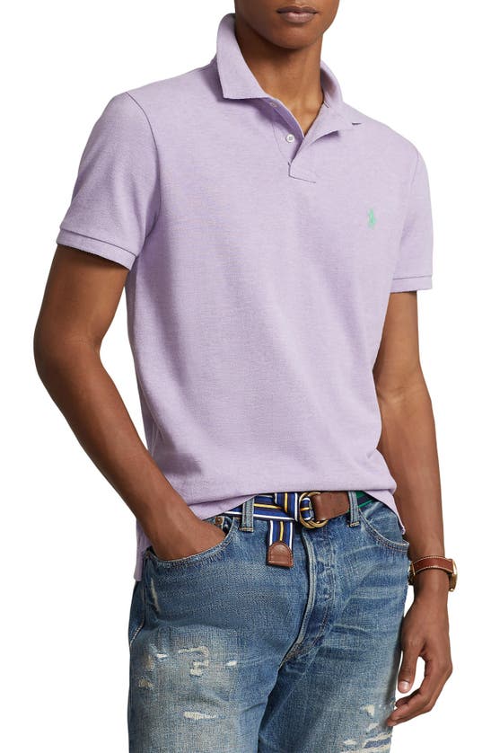 Shop Polo Ralph Lauren Cotton Piqué Polo In Pastel Purple Heather