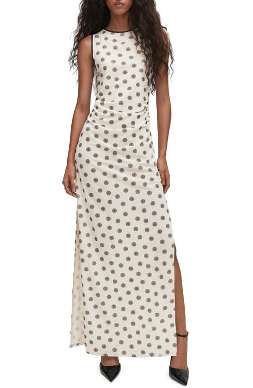 MANGO Dot Print Open Back Maxi Dress in Off White at Nordstrom, Size 8