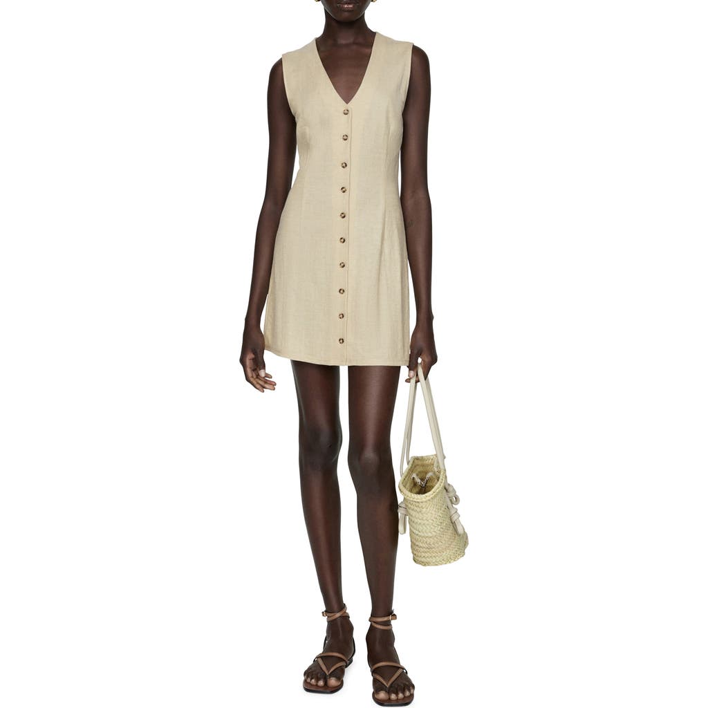 Mango Short Buttoned Dress Beige In Beige