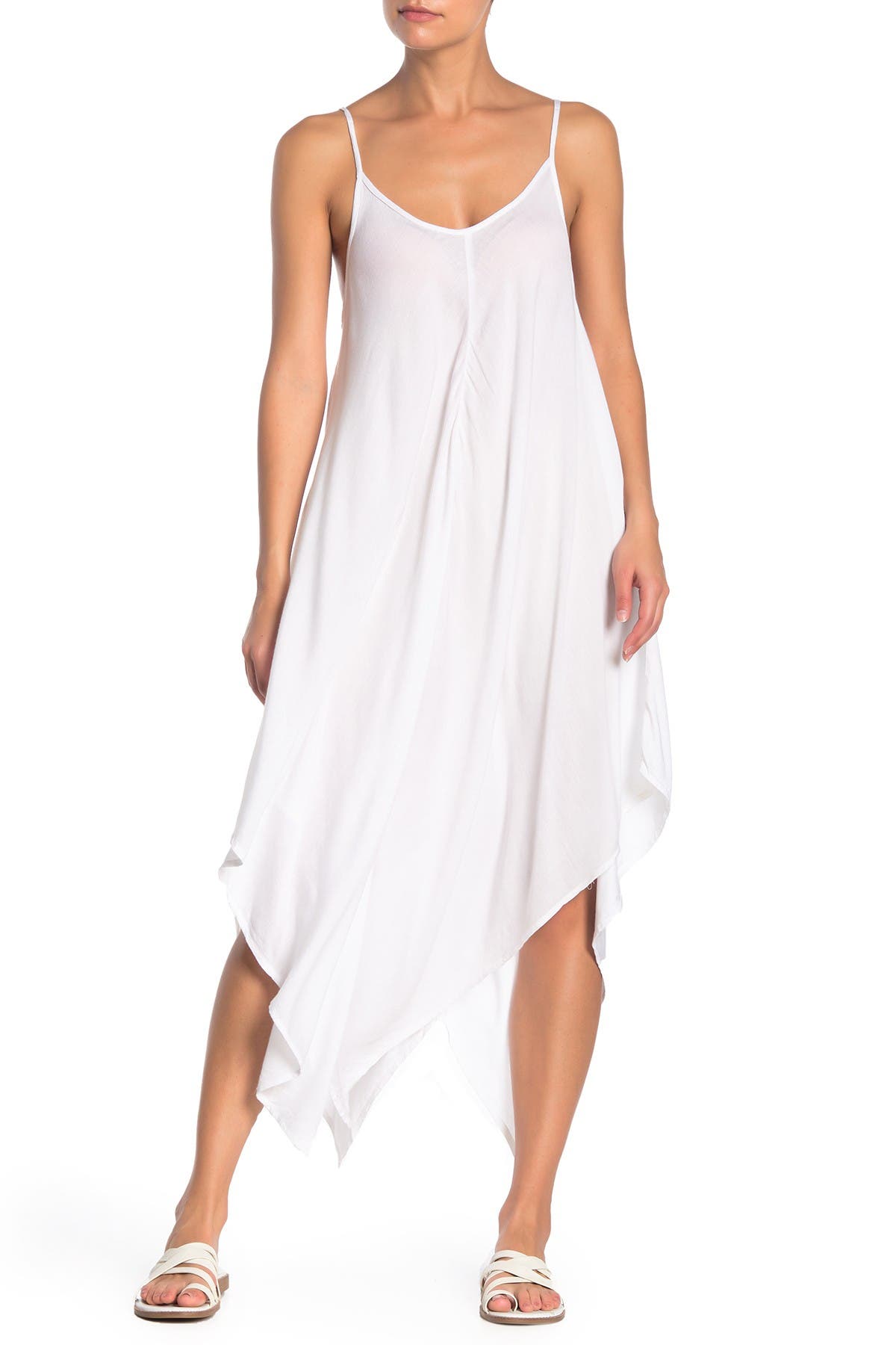 Elan Spaghetti Strap Midi Slip Dress Cover-up In White