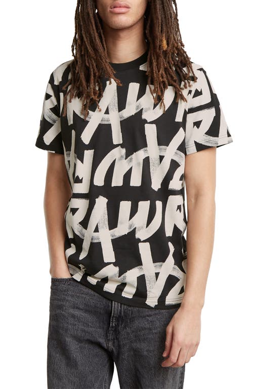 Shop G-star Calligraphy Allover Graphic T-shirt In Dark Black/raw Paint