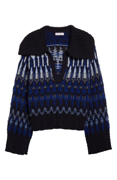 Shop Ramy Brook Augustus Sweater In Lapis Combo Fairisle